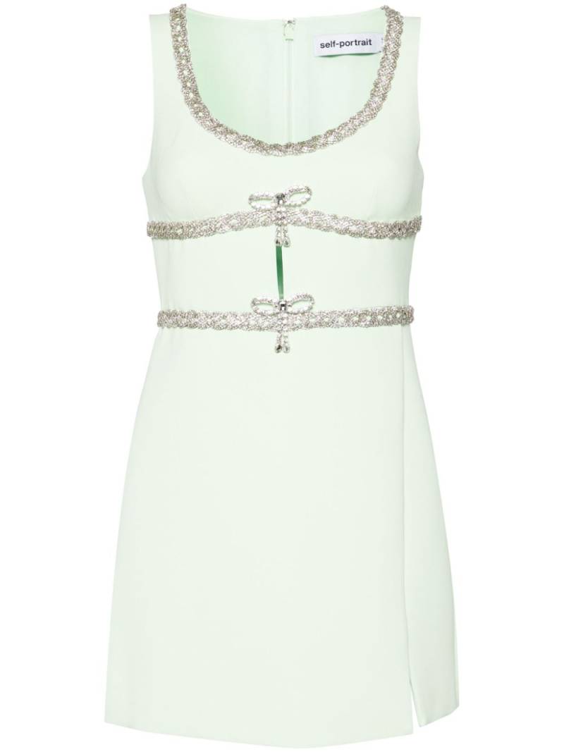 Self-Portrait diamante-bow mini dress - Green von Self-Portrait