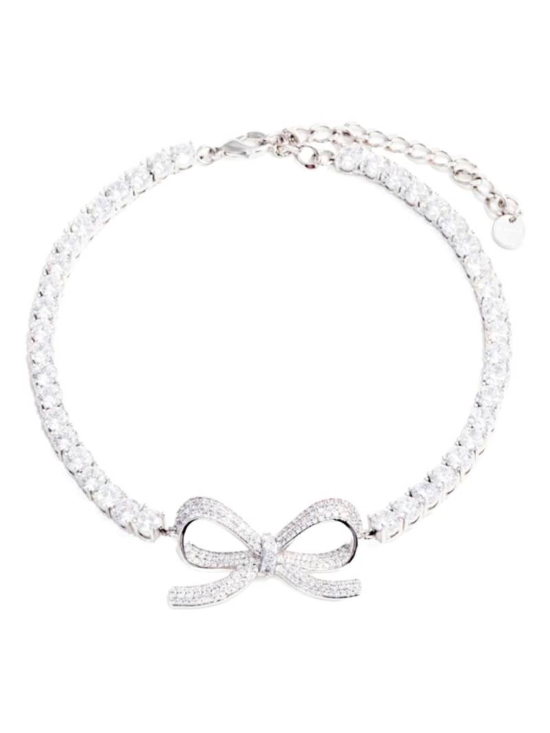 Self-Portrait diamante bow tennis choker - Silver von Self-Portrait