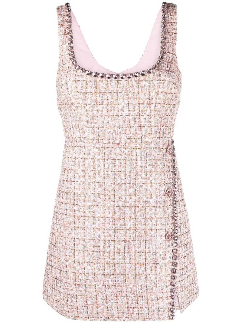 Self-Portrait diamanté trim boucle minidress - Pink von Self-Portrait