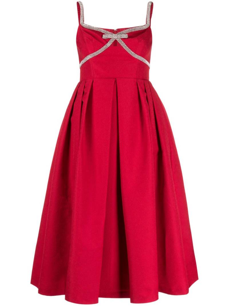 Self-Portrait diamanté-trim midi dress - Red von Self-Portrait