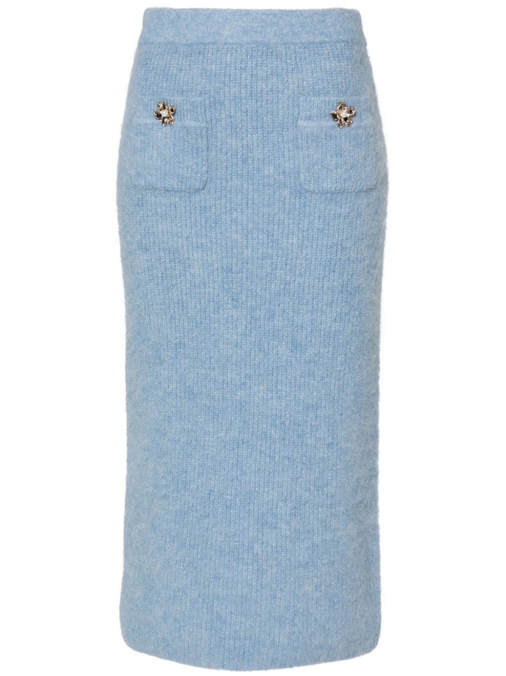 Self-Portrait fine-knit midi skirt - Blue von Self-Portrait