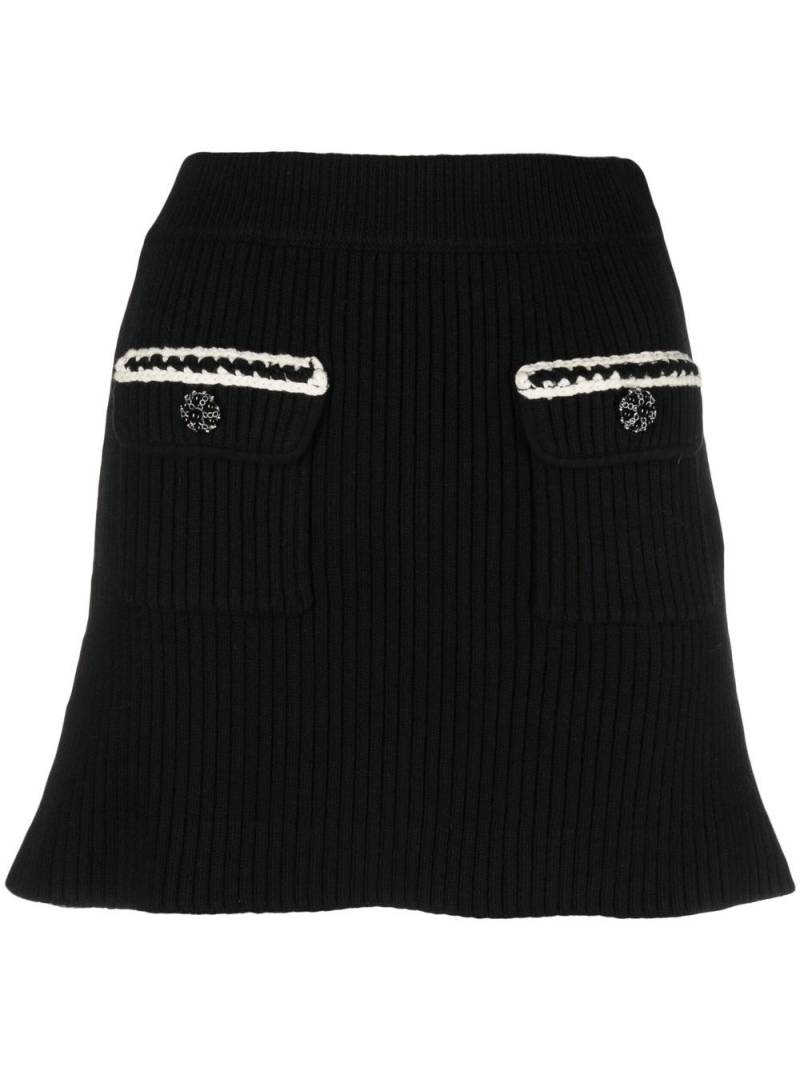 Self-Portrait flap-pocket rib-knit skirt - Black von Self-Portrait