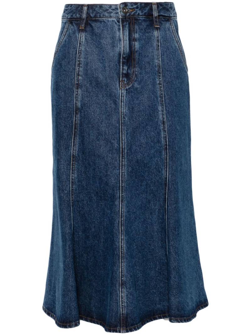 Self-Portrait flared denim midi skirt - Blue von Self-Portrait