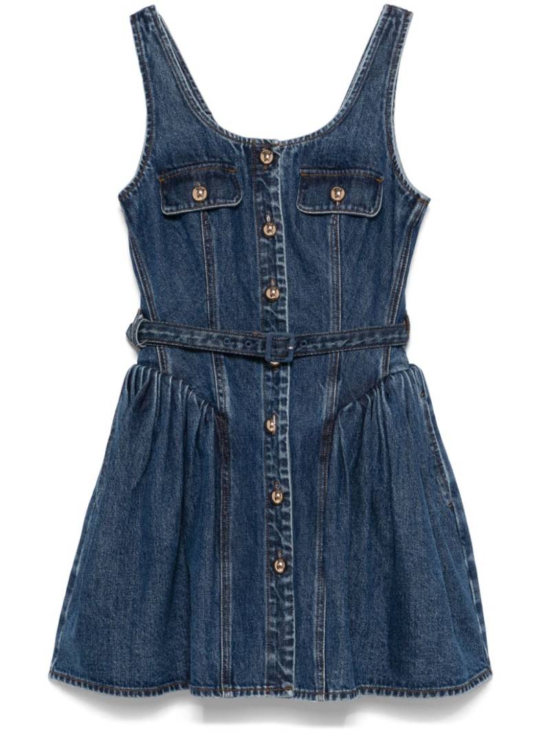 Self-Portrait flared denim mini dress - Blue von Self-Portrait