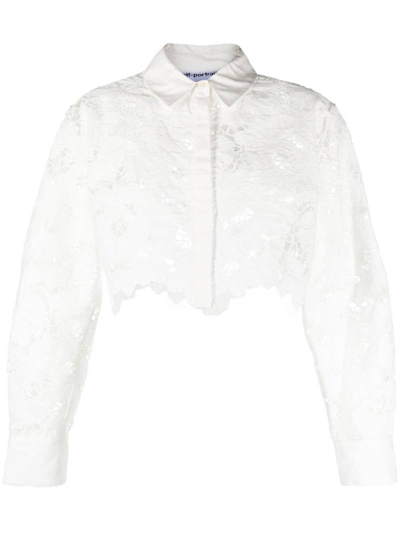 Self-Portrait floral-lace cropped shirt - White von Self-Portrait