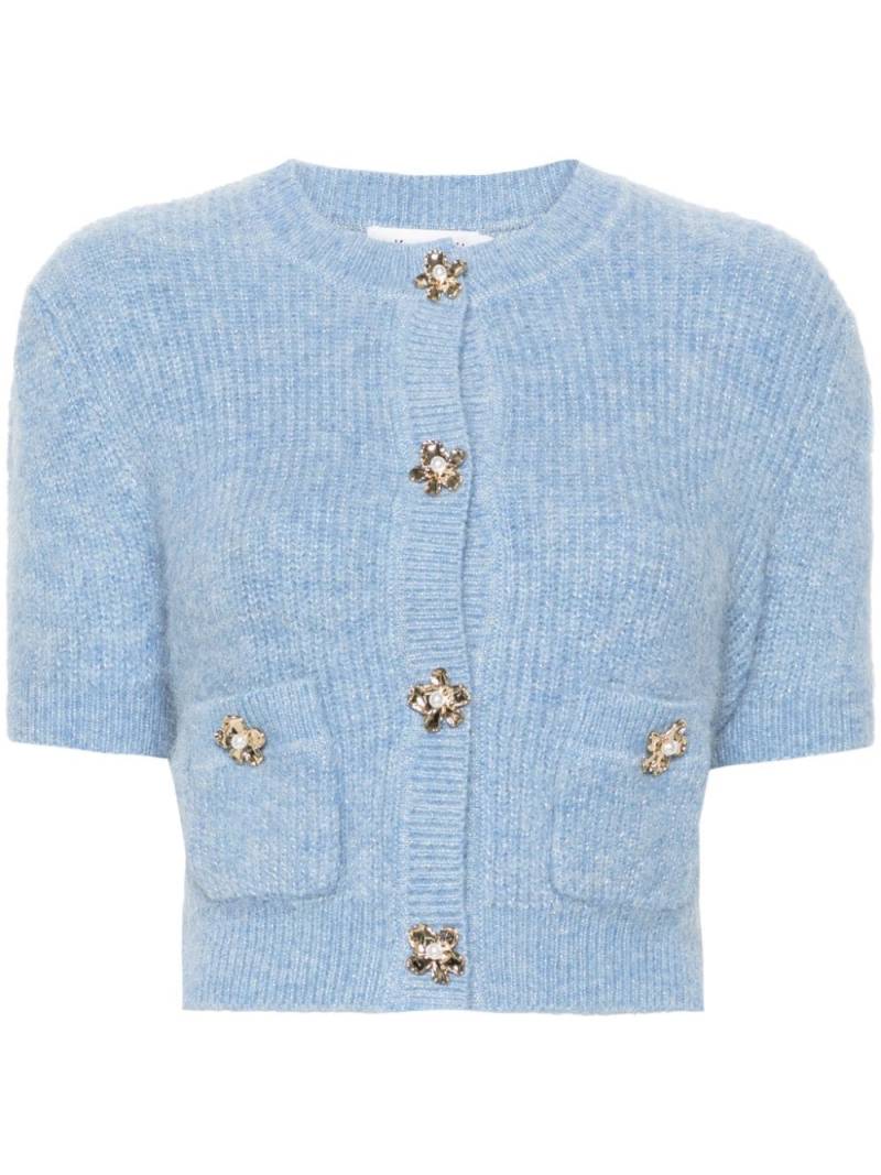 Self-Portrait flower-buttons cardigan - Blue von Self-Portrait