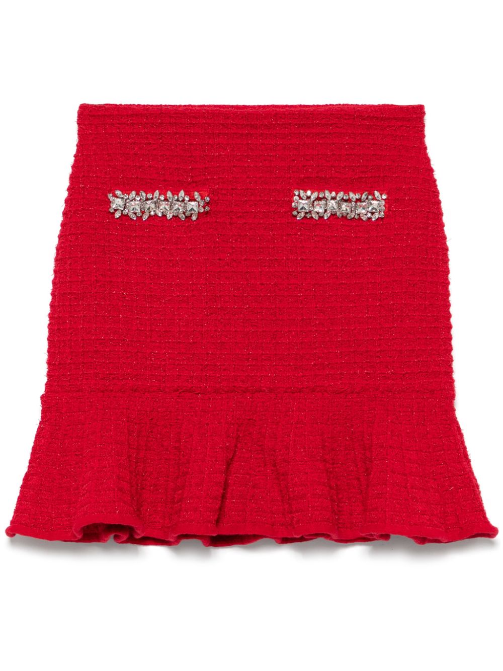 Self-Portrait grid-knit mini skirt - Red von Self-Portrait