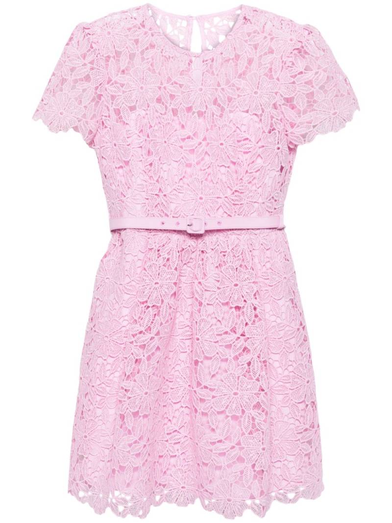 Self-Portrait guipure-lace belted mini dress - Pink von Self-Portrait