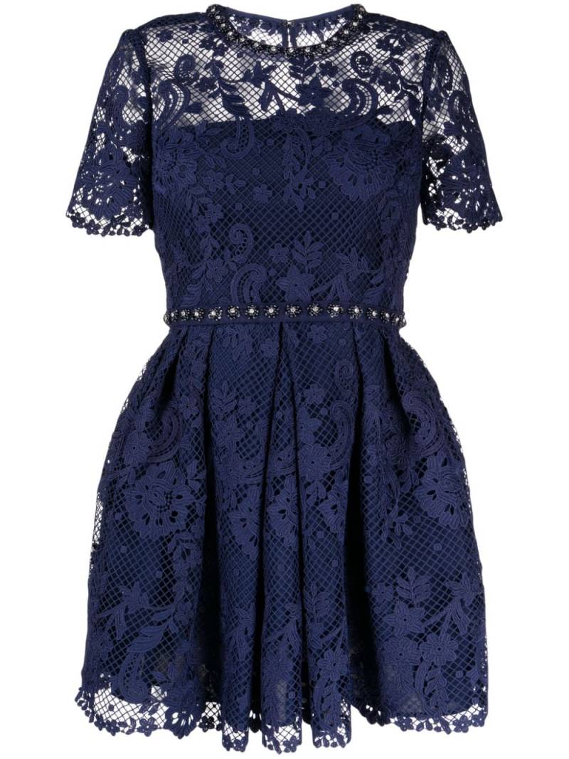 Self-Portrait guipure-lace embellished dress - Blue von Self-Portrait