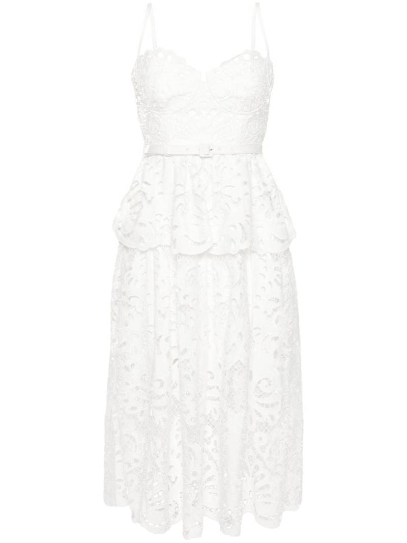 Self-Portrait guipure-lace flared dress - White von Self-Portrait