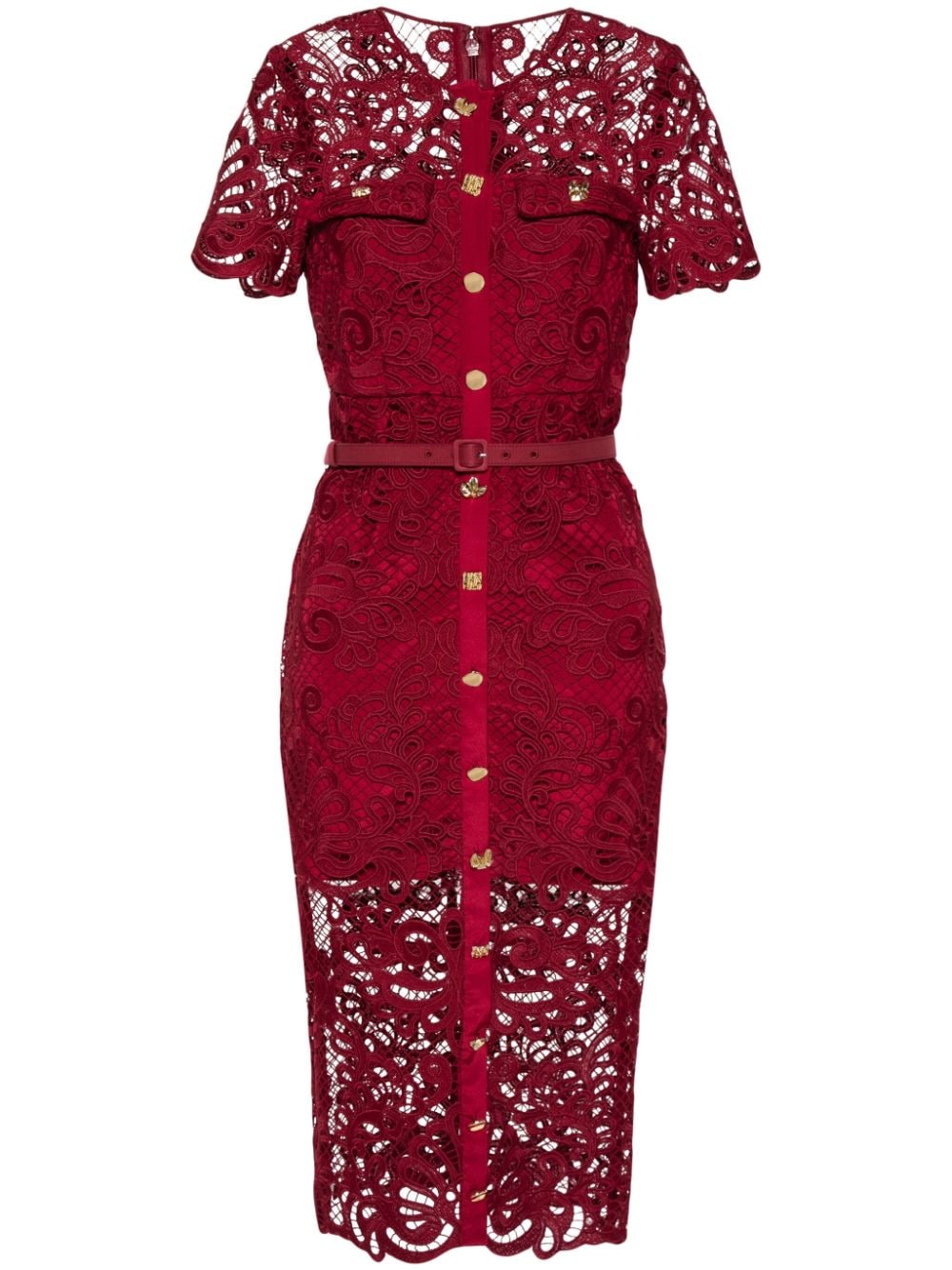 Self-Portrait guipure-lace midi dress - Red von Self-Portrait