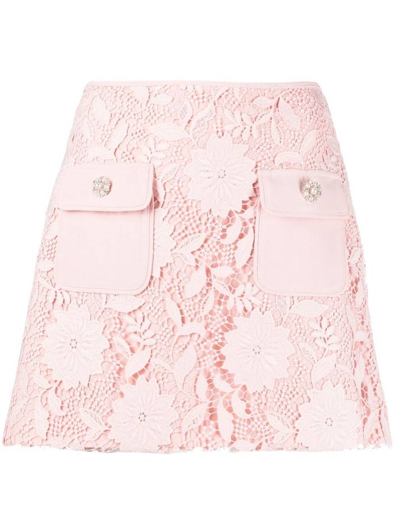 Self-Portrait guipure-lace mini skirt - Pink von Self-Portrait