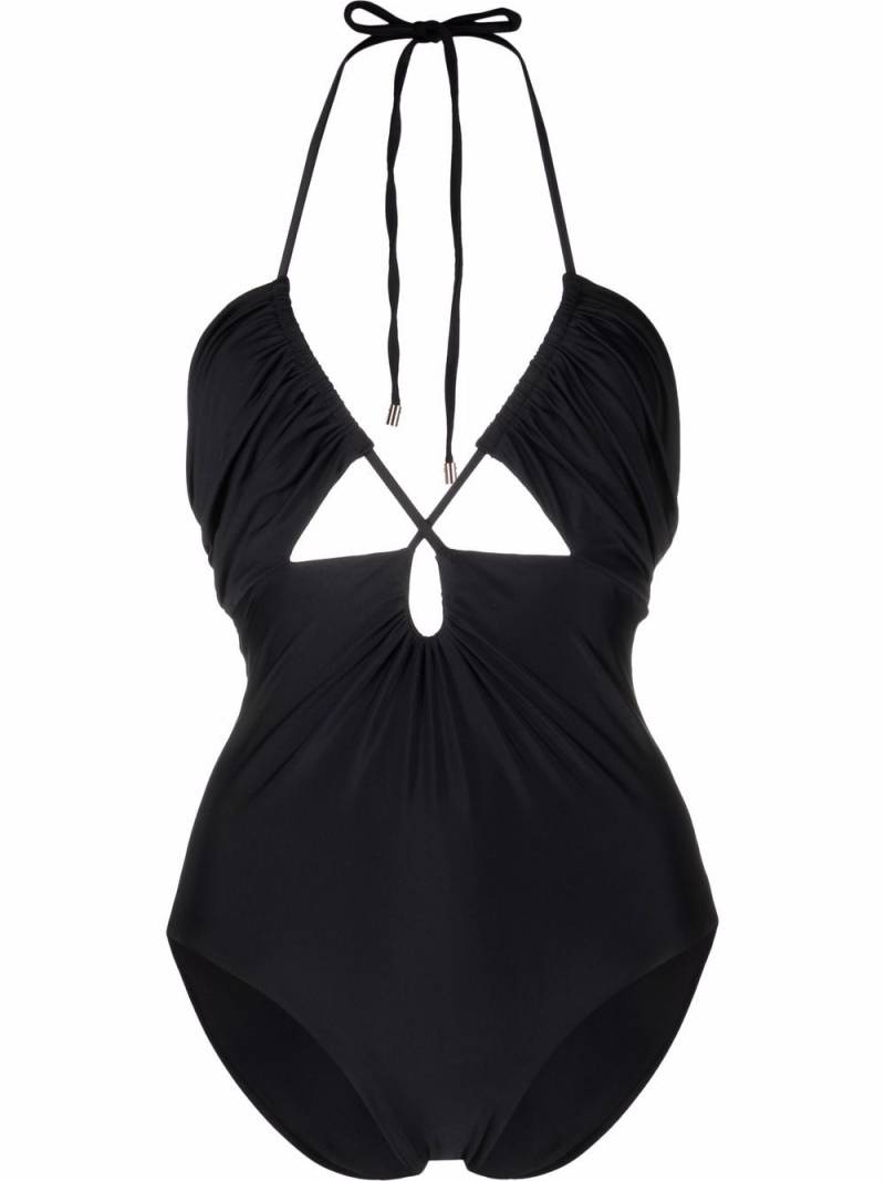 Self-Portrait halterneck cut-out swimsuit - Black von Self-Portrait