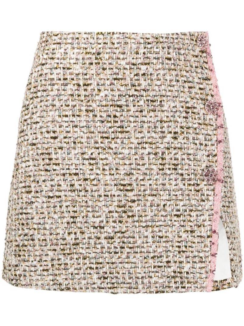 Self-Portrait high-waisted bouclé mini skirt - Neutrals von Self-Portrait