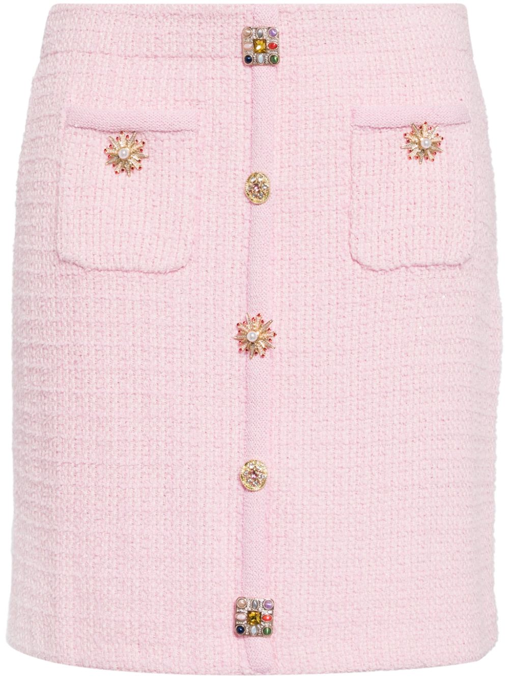 Self-Portrait jewel-button knitted mini skirt - Pink von Self-Portrait