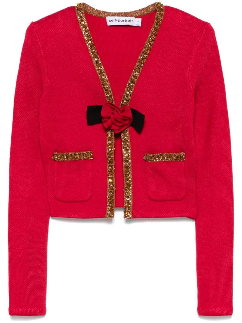 Self-Portrait knitted corsage jacket - Red von Self-Portrait