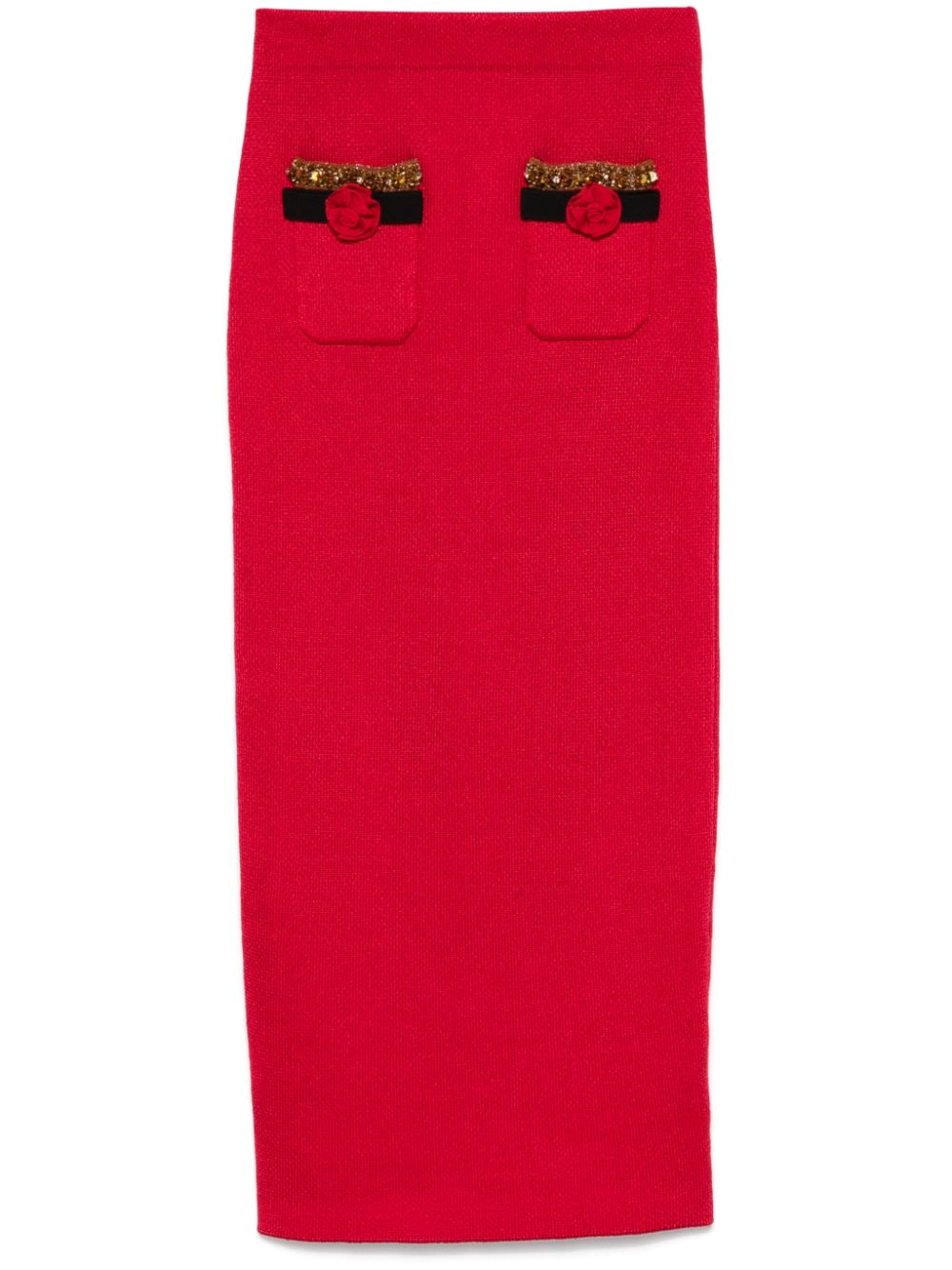 Self-Portrait knitted corsage midi skirt - Red von Self-Portrait