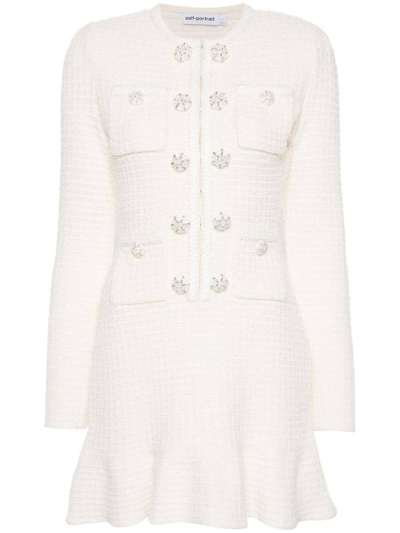 Self-Portrait knitted mini dress - Neutrals von Self-Portrait