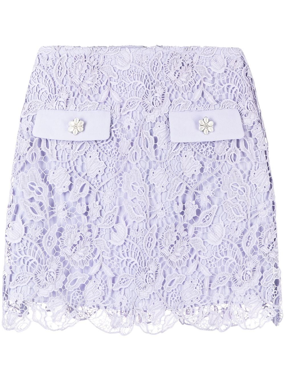 Self-Portrait lace-overlay miniskirt - Purple von Self-Portrait