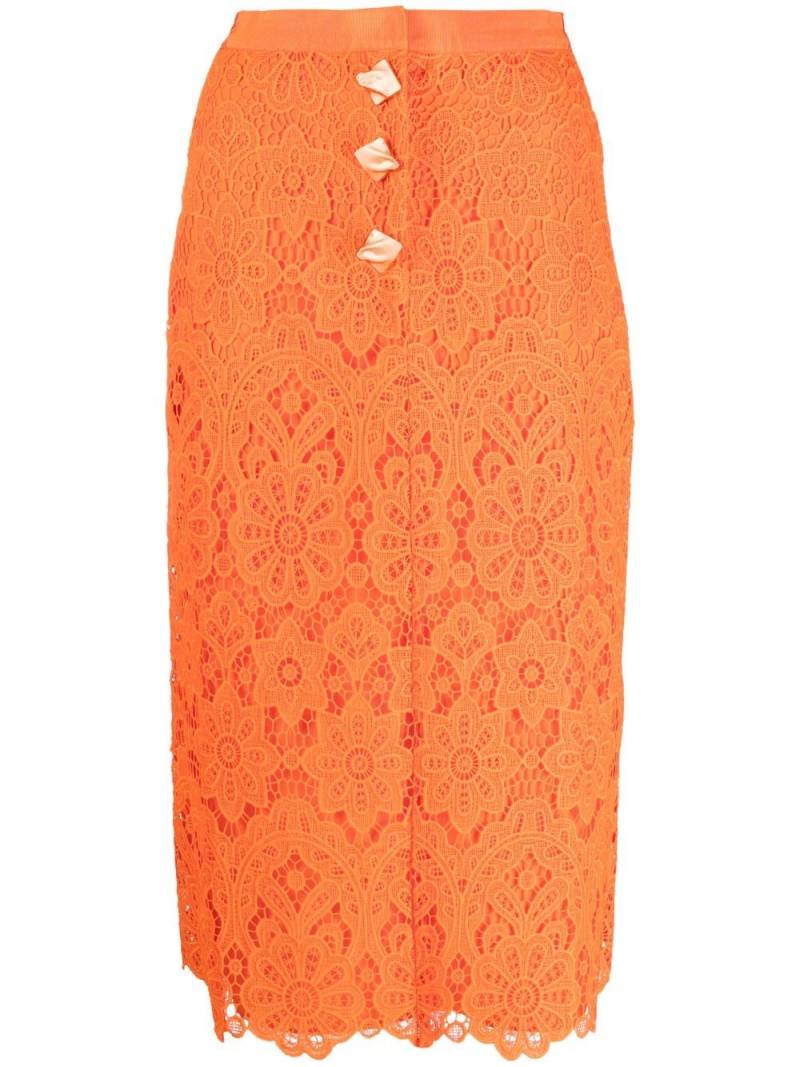 Self-Portrait lace pencil skirt - Orange von Self-Portrait