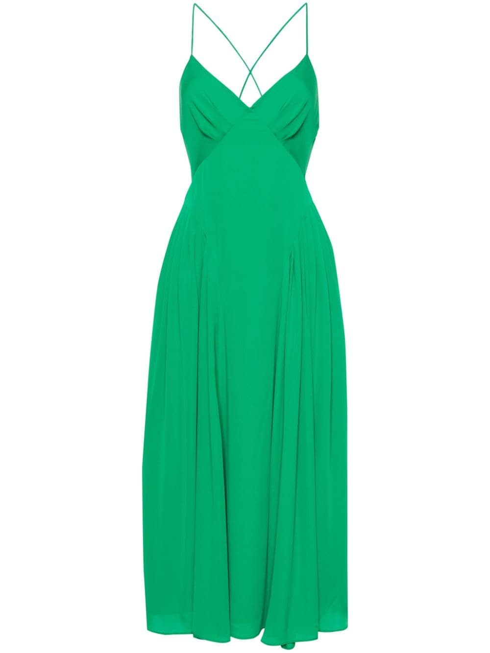 Self-Portrait lace-up pleated maxi dress - Green von Self-Portrait