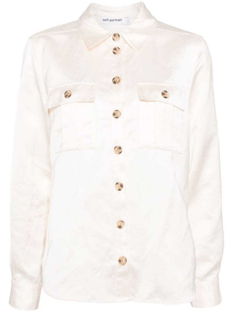 Self-Portrait long-sleeve satin shirt - Neutrals von Self-Portrait