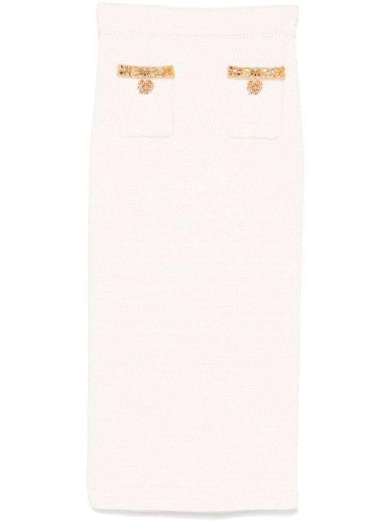 Self-Portrait lurex knitted midi skirt - Neutrals von Self-Portrait