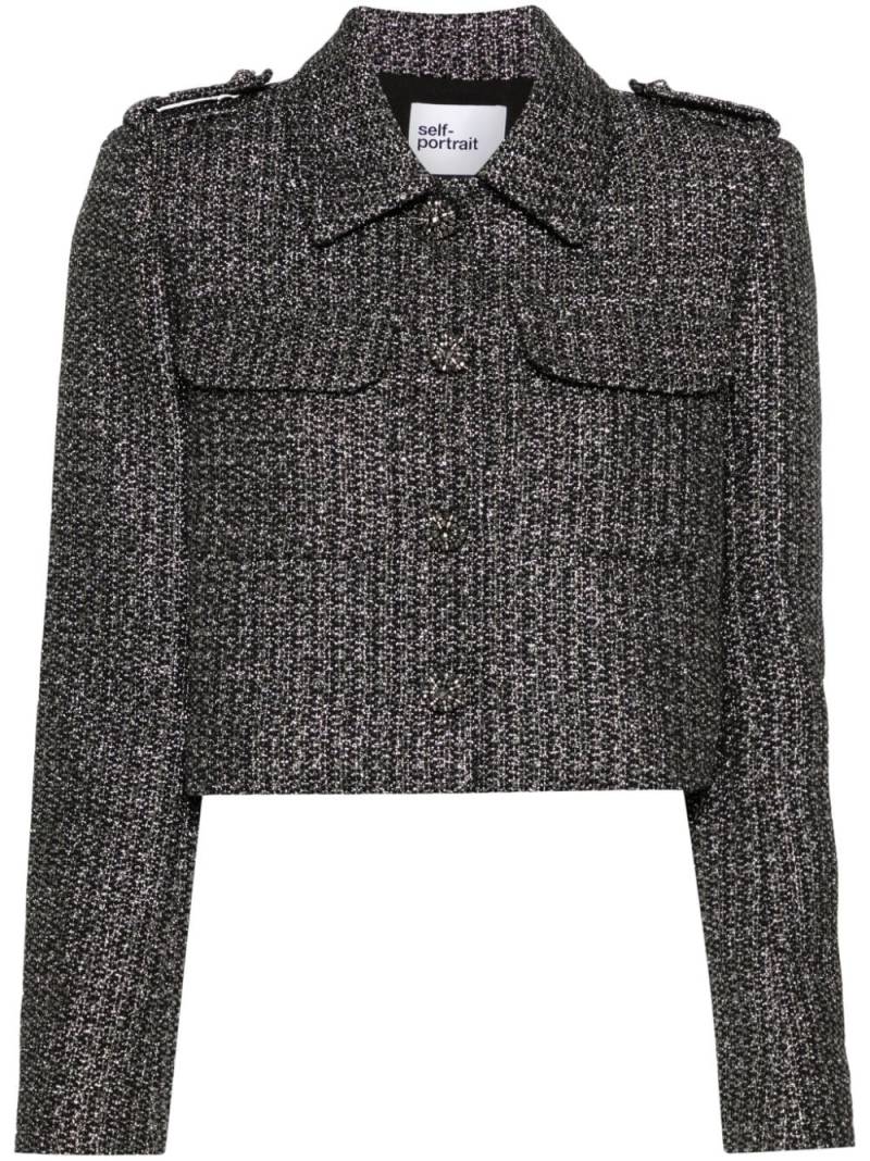 Self-Portrait metallic bouclé jacket - Black von Self-Portrait