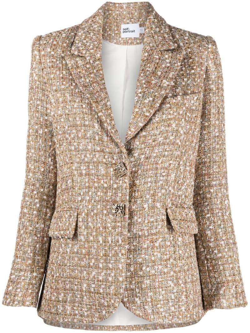 Self-Portrait metallic checked tweed blazer - Yellow von Self-Portrait