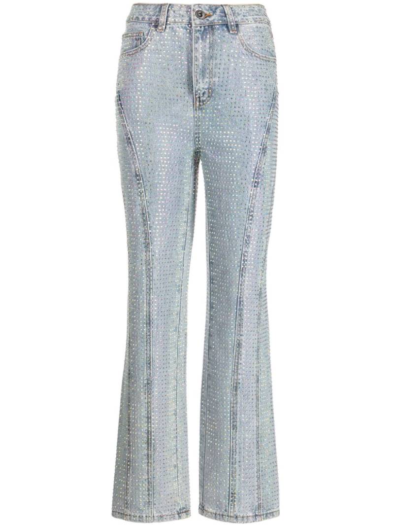 Self-Portrait mid-rise embellished flared jeans - Blue von Self-Portrait