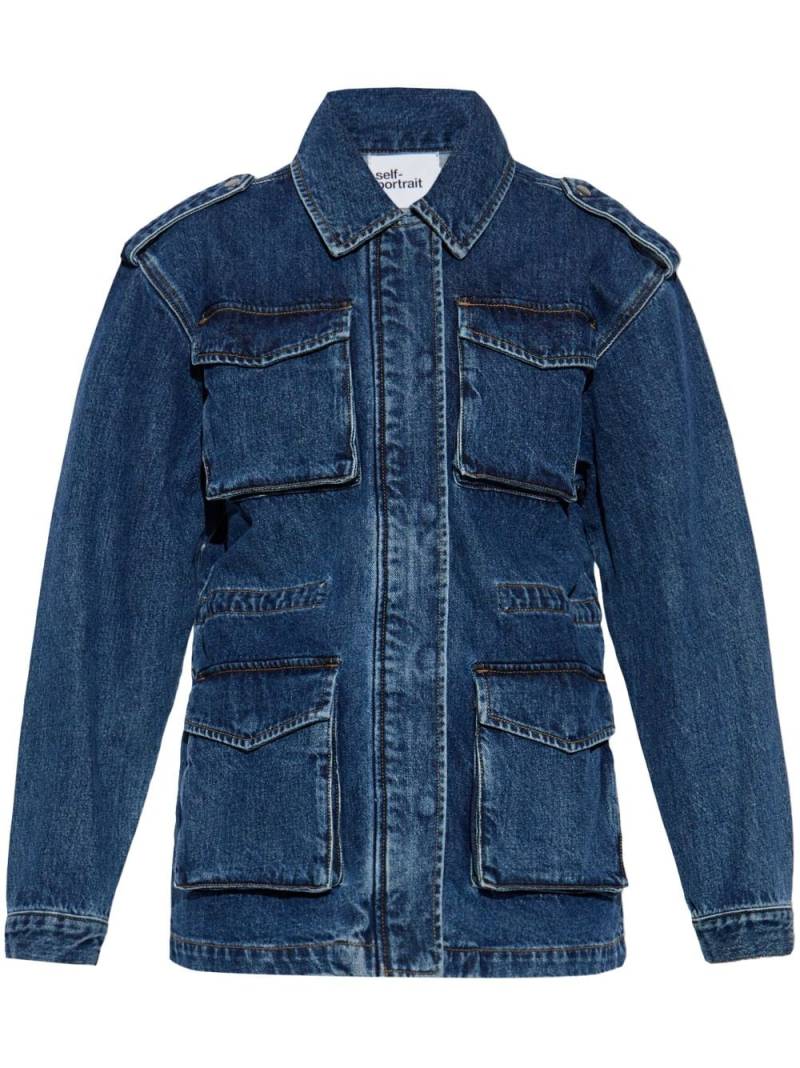 Self-Portrait multiple-pockets denim jacket - Blue von Self-Portrait