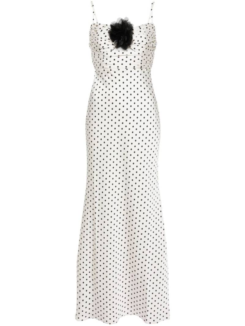 Self-Portrait polka-dot satin maxi dress - Neutrals von Self-Portrait