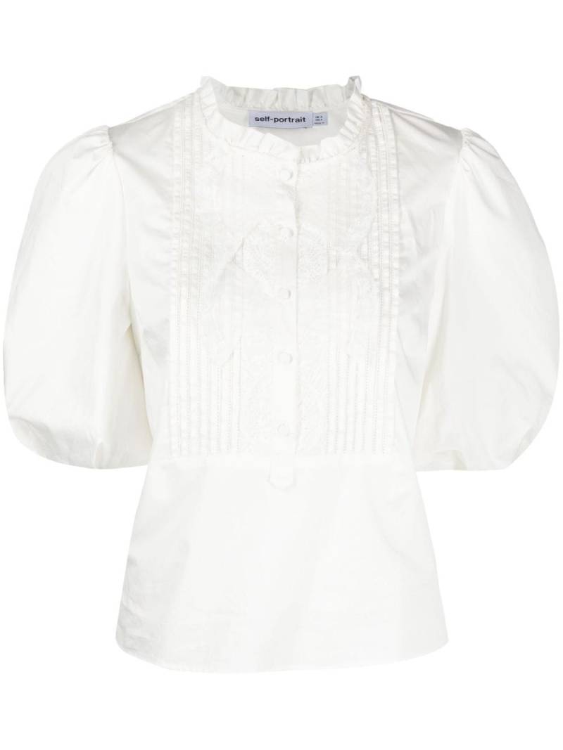 Self-Portrait puff-sleeve poplin top - White von Self-Portrait