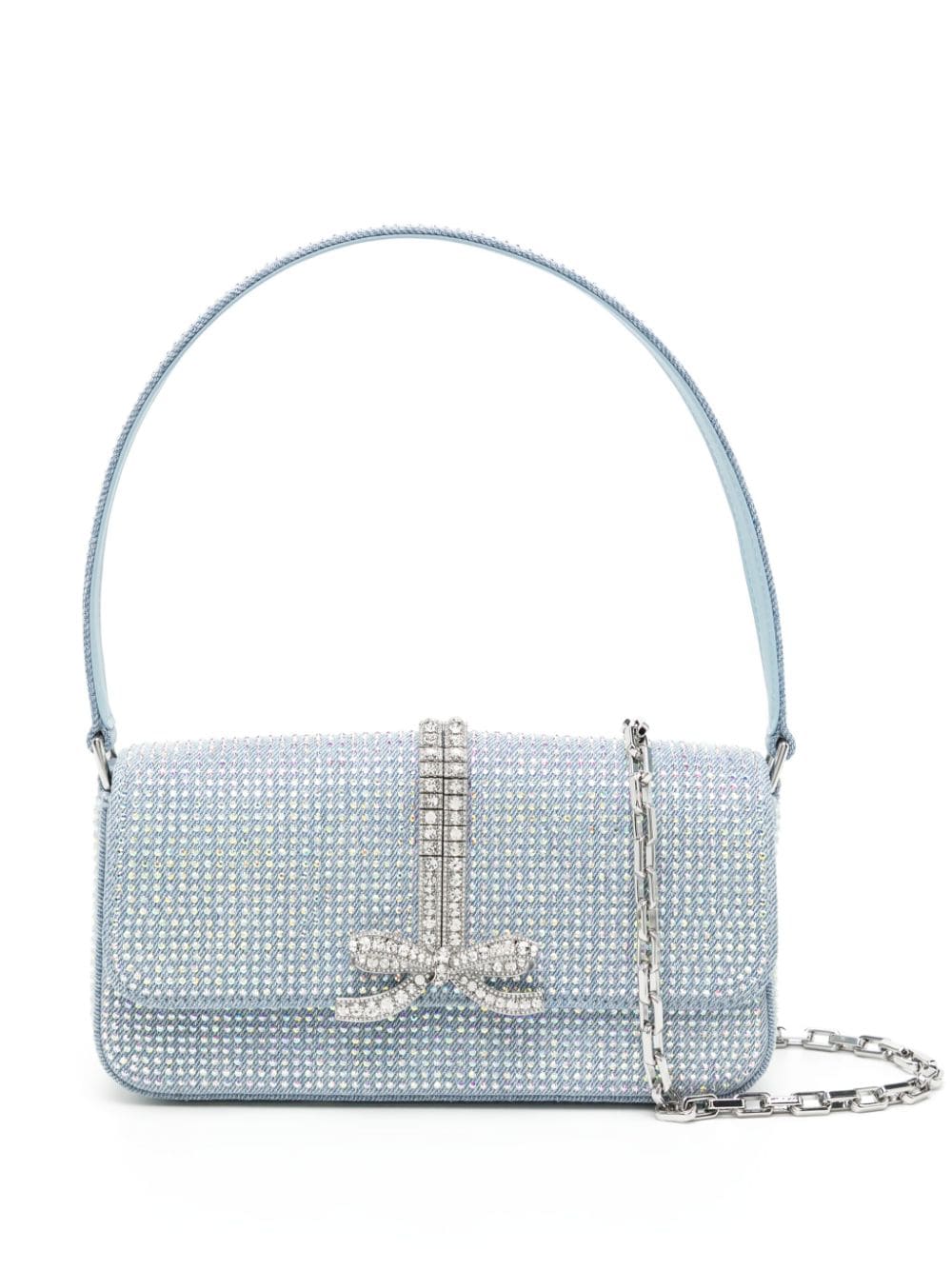 Self-Portrait rhinestone-embellished denim bag - Blue von Self-Portrait