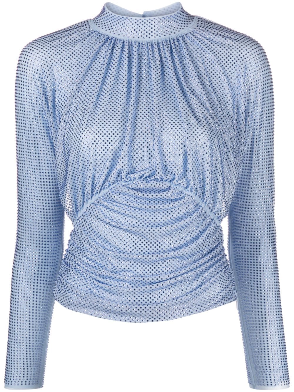 Self-Portrait crystal-embellished tulle top - Blue von Self-Portrait