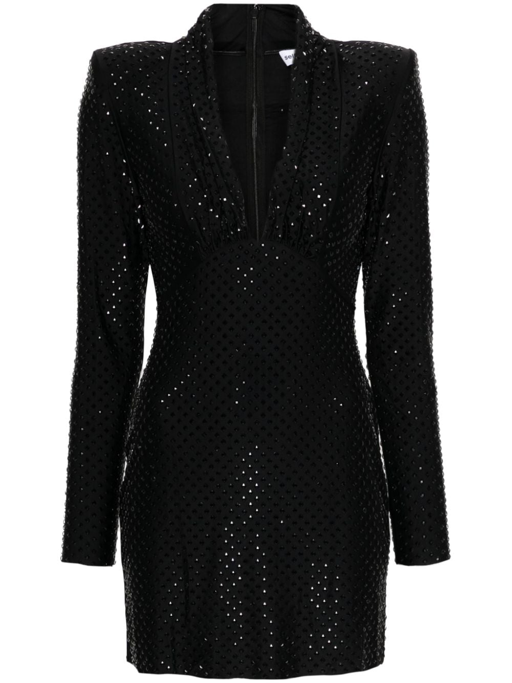 Self-Portrait rhinestone-embellished mini dress - Black von Self-Portrait