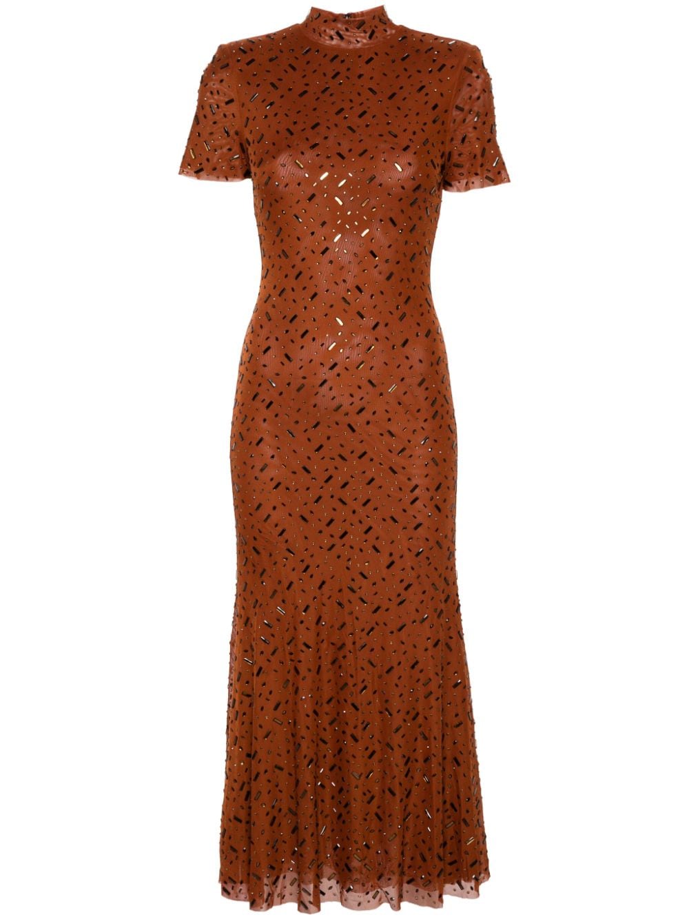 Self-Portrait rhinestone mesh midi dress - Brown von Self-Portrait