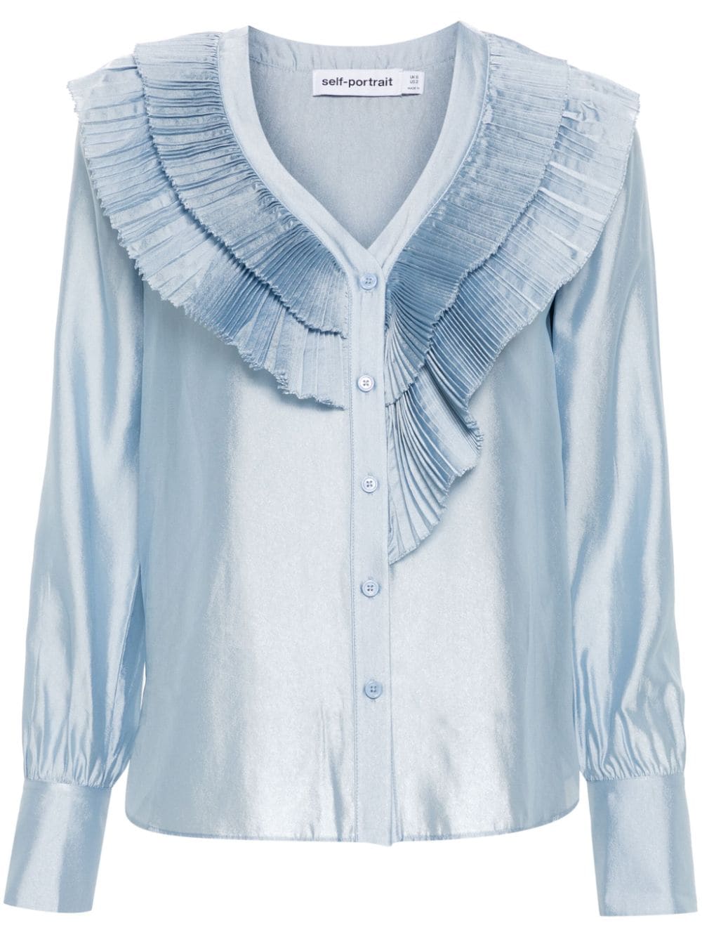 Self-Portrait satin organza blouse - Blue von Self-Portrait