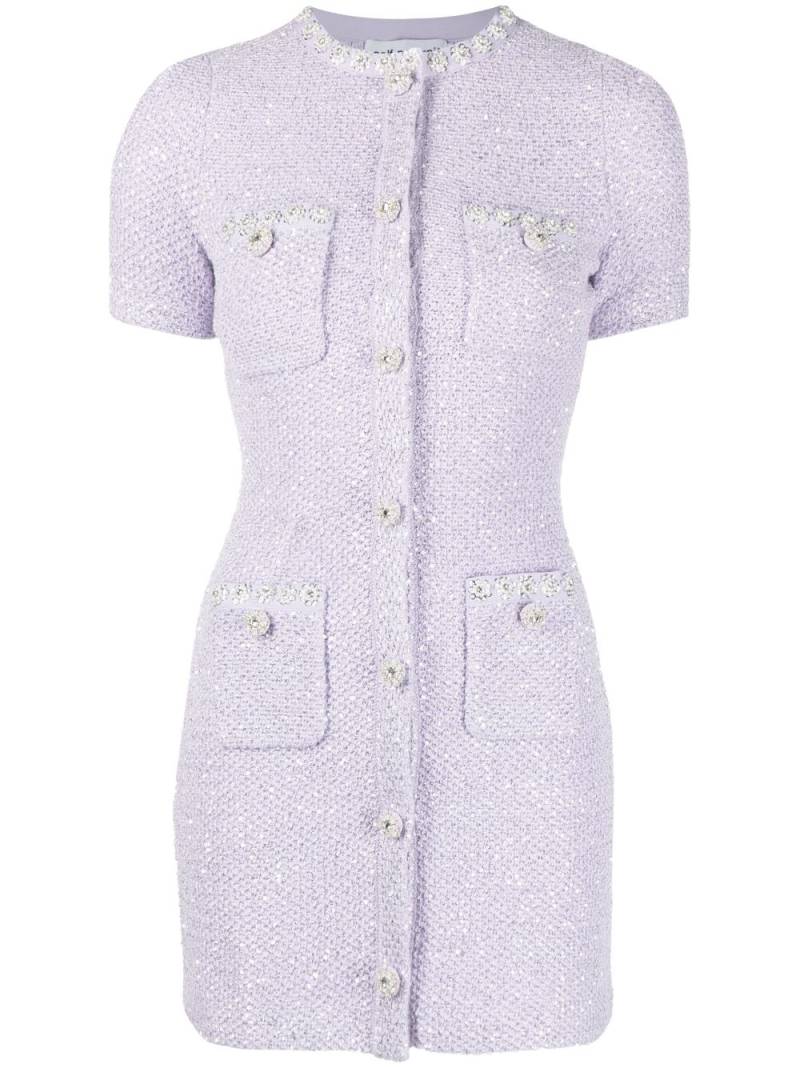 Self-Portrait sequin-embellished knitted minidress - Purple von Self-Portrait