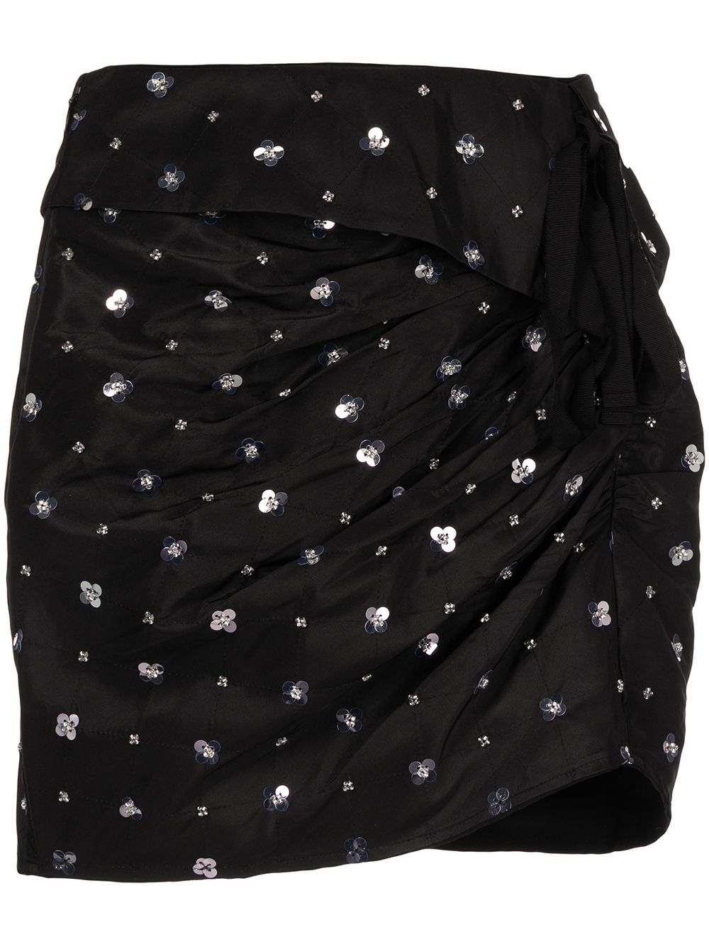 Self-Portrait sequin-embellished ruched mini skirt - Black von Self-Portrait