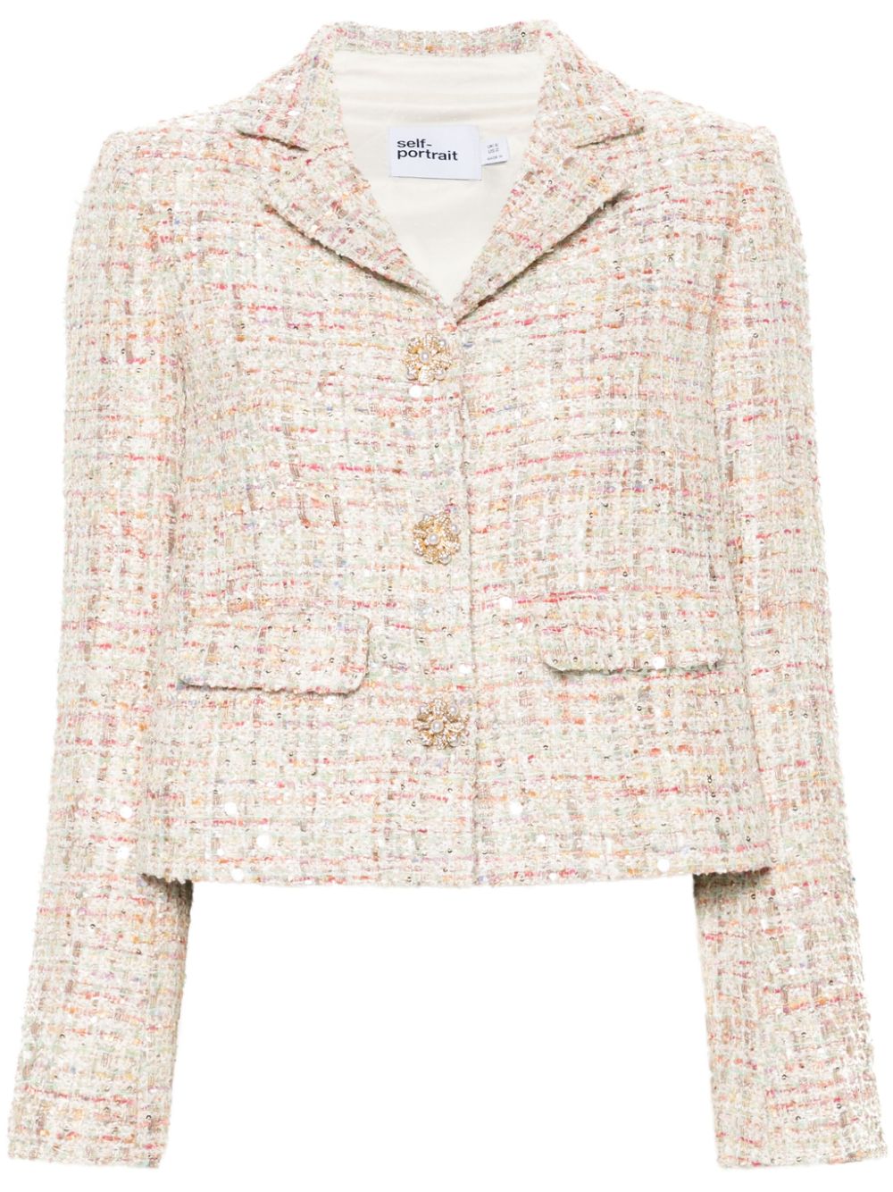 Self-Portrait sequin-embellished tweed jacket - Neutrals von Self-Portrait