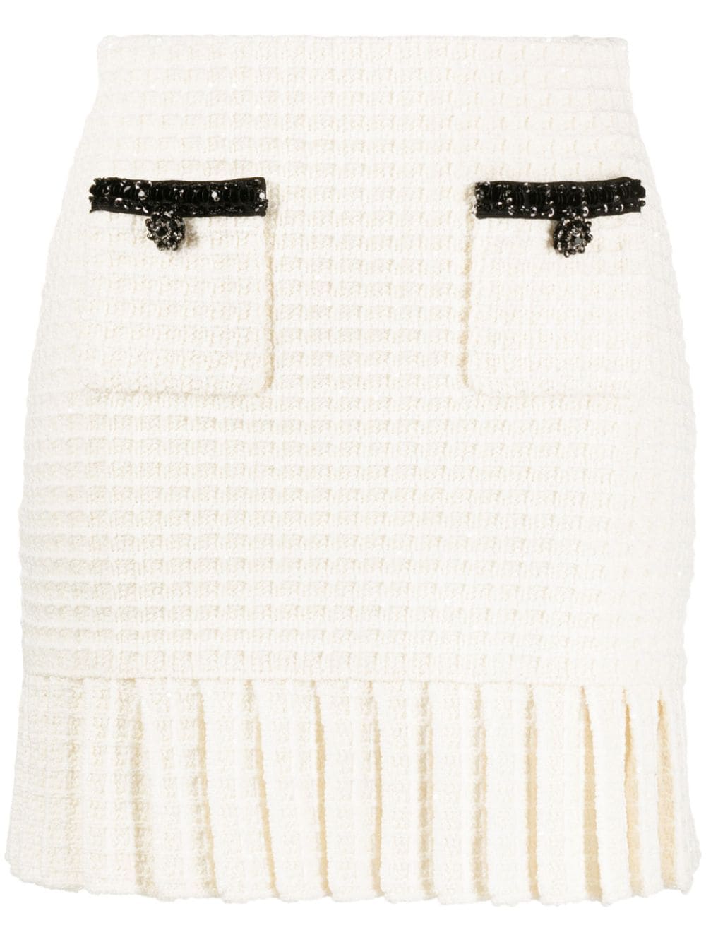 Self-Portrait sequin-embellished waffle-knit miniskirt - Neutrals von Self-Portrait