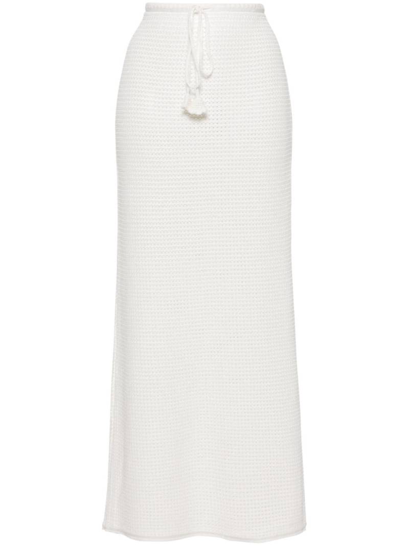 Self-Portrait sequinned pointelle-knit maxi skirt - White von Self-Portrait