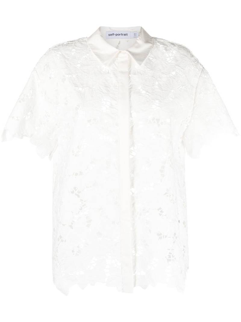 Self-Portrait short-sleeve lace top - White von Self-Portrait