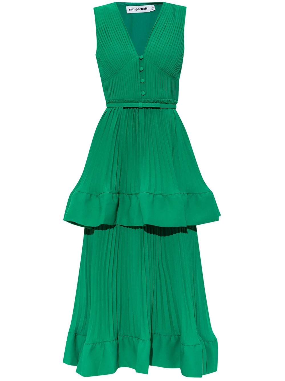 Self-Portrait tiered chiffon midi dress - Green von Self-Portrait