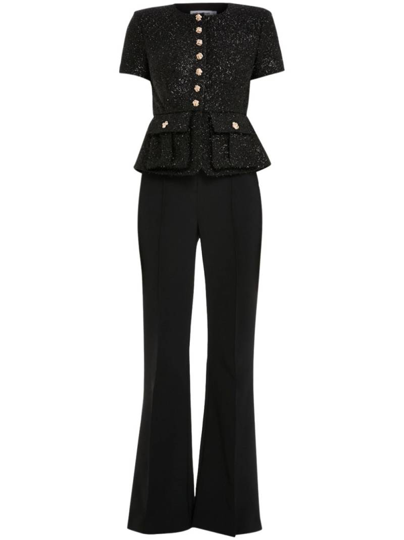 Self-Portrait tinsel bouclé jumpsuit - Black von Self-Portrait