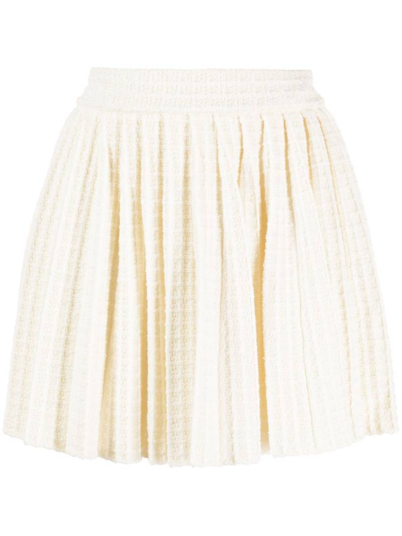 Self-Portrait waffle-knit pleated miniskirt - White von Self-Portrait