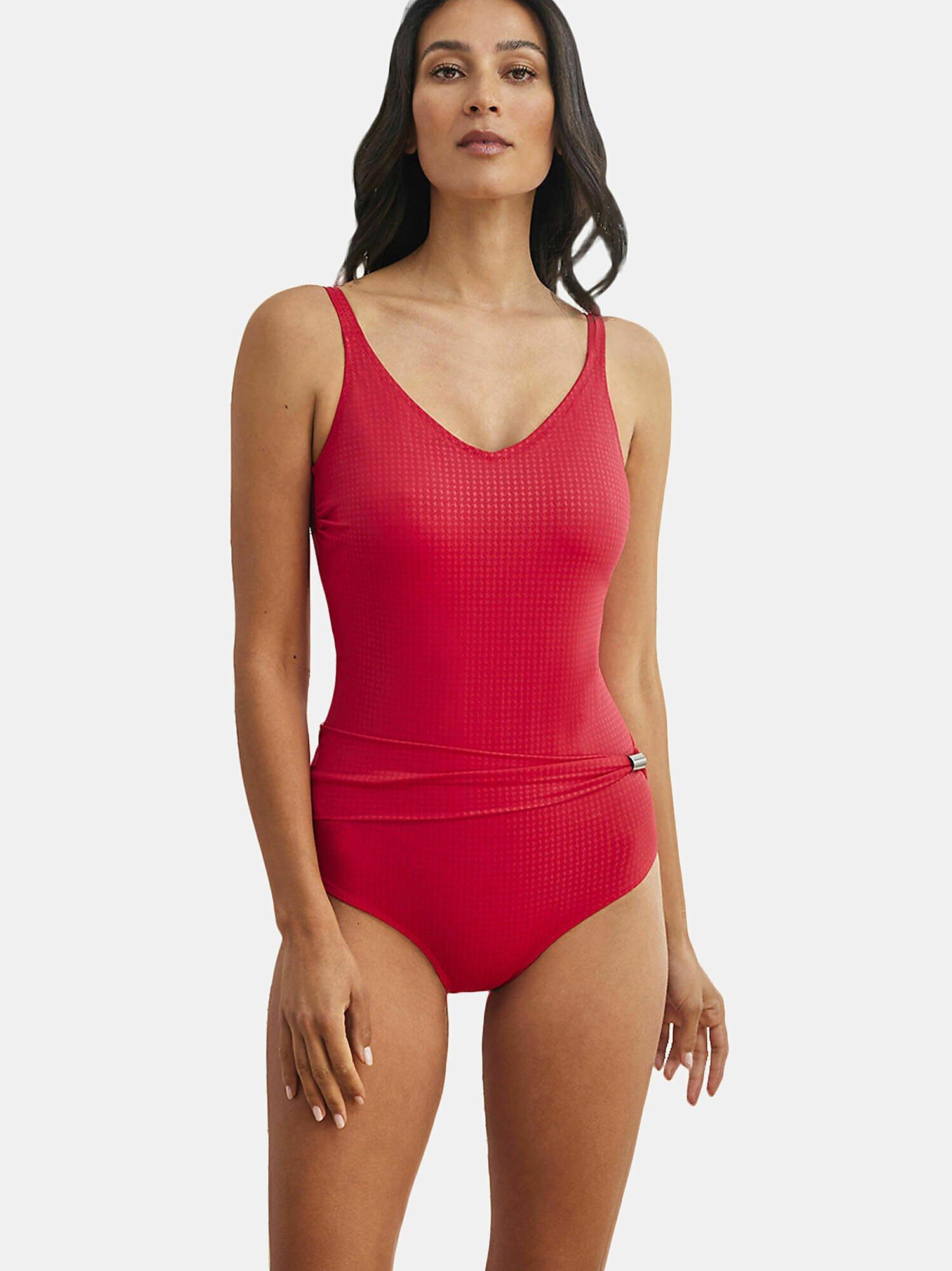 Einteiliger Badeanzug Shapewear Vorgeformt Manhattan Damen Rot Bunt C/75 von Selmark