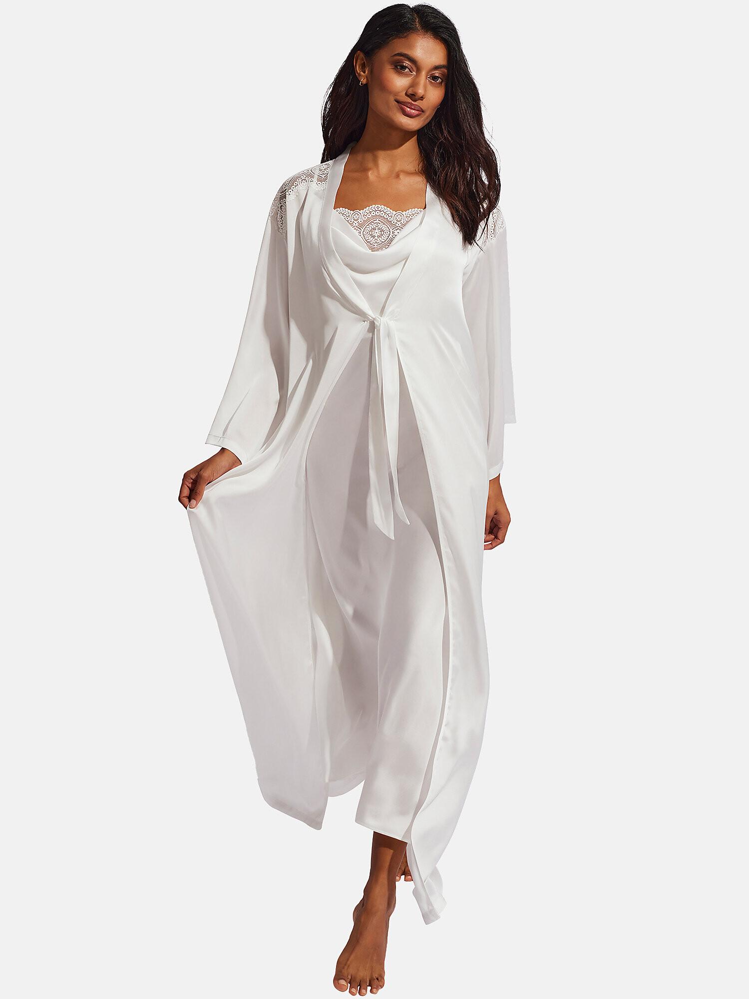 Langes Negligé Aus Satin Matilda Hochzeit Damen Elfenbein XL von Selmark