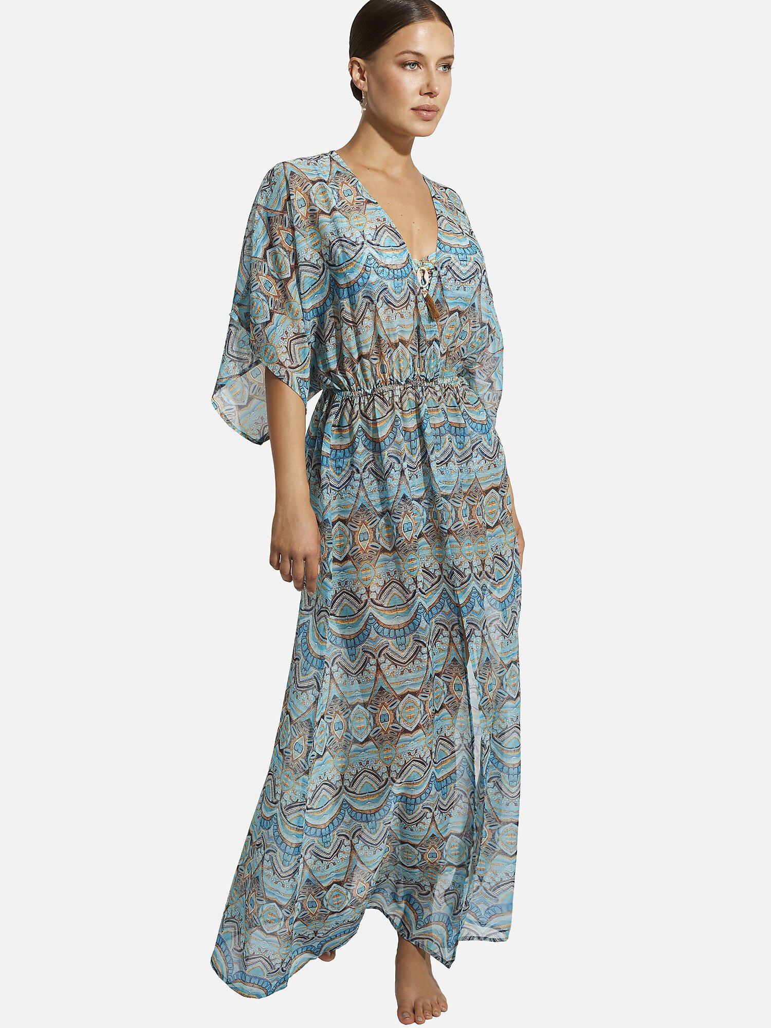 Langes Strandkleid Mai Thai Unisex Blau L von Selmark